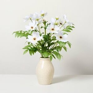 White Cosmos Floral Arrangement Ceramic Vase - Hearth & Hand‎ Magnolia, Target